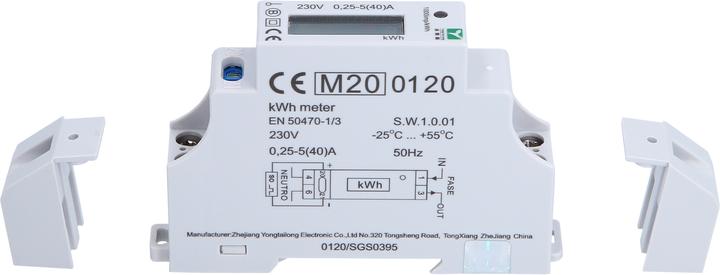 Immagine prodotto KS Tools Contatore di corrente efuturo per guida DIN tarato MID, monofase, 3,7 o 7,4 kW.