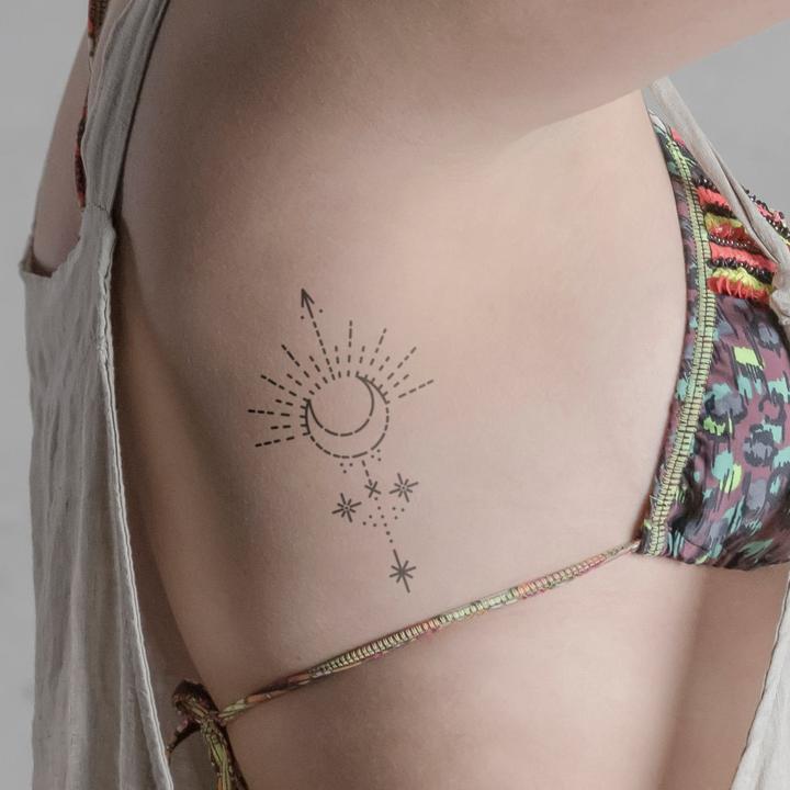 Produktbild minink Temporäres Tattoo – Halbmond, Sonne und Sterne