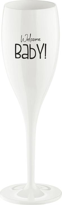 Koziol Sektglas 100 ml mit Druck CHEERS No. 1 WELCOME BABY (10 cl, 1 Gläser, Sektgläser)