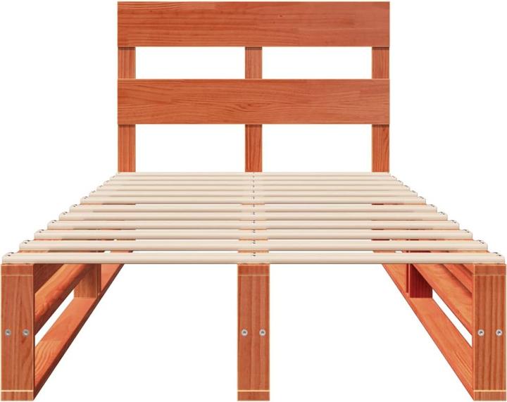 Produktbild VidaXL Massivholzbett Holzbett Bett Palettenbett mit Kopfteil 135x190cm Kiefer (135 x 190 cm)