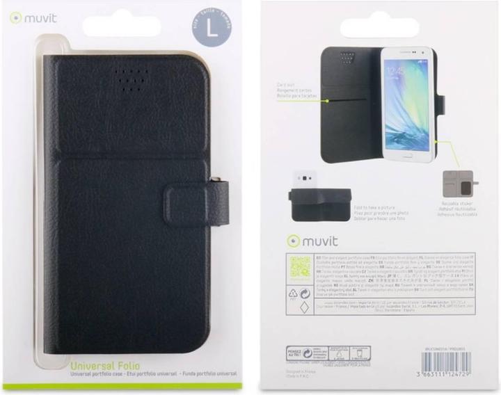 Actual product image Muvit Etui Folio Universel Avec Noir Sticker 3m Taille L Jusqua 5.1" (Universal)