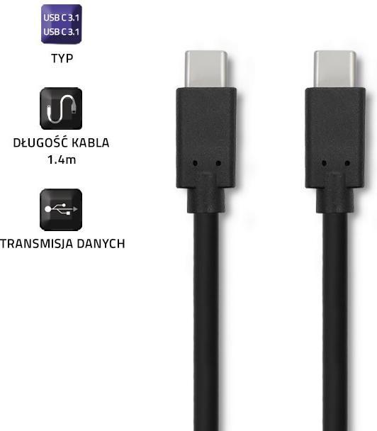Actual product image Qoltec 52350 USB 3.1 type C male cable (1.40 m, USB 3.2 Gen 1)