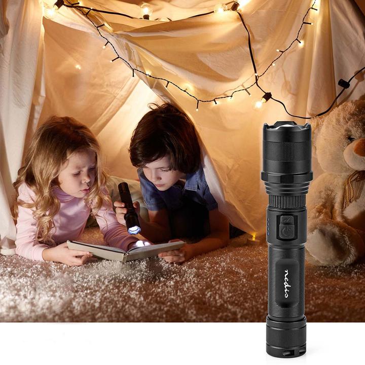Immagine prodotto Nedis Torcia LED, corpo in metallo, batteria ricaricabile, 3,7 V, 10 W (3.50 cm, 1000 lm)