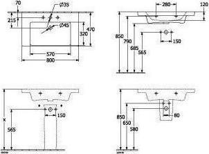 Produktbild Villeroy & Boch V&B Schrankwaschtisch SUBWAY 3.0 800x470mm o ÜL o HL stone white C+ (470 mm, 800 mm)
