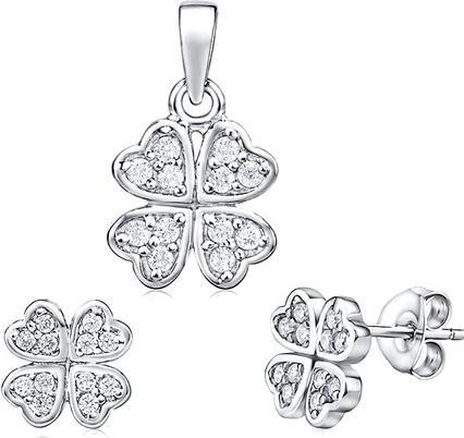 Actual product image Silvego Silver four-leaf clover set JJJS2238 (earrings. pendant)