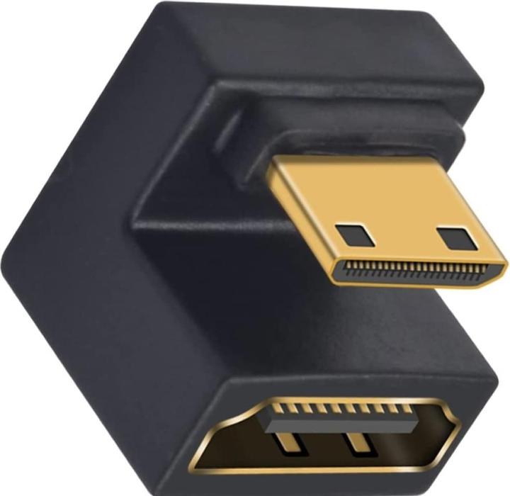 Actual product image PowerGuard Mini HDMI to HDMI 2.1 180 Degree Angle U Shape Down Adapter (Mini HDMI)