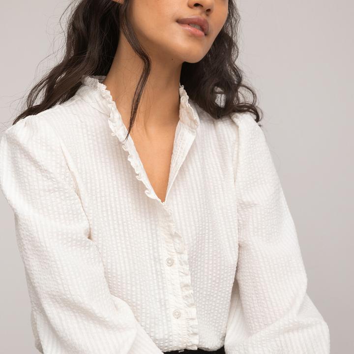 Image du produit La Redoute Collections Blouse à manches longues avec col à volants (42)