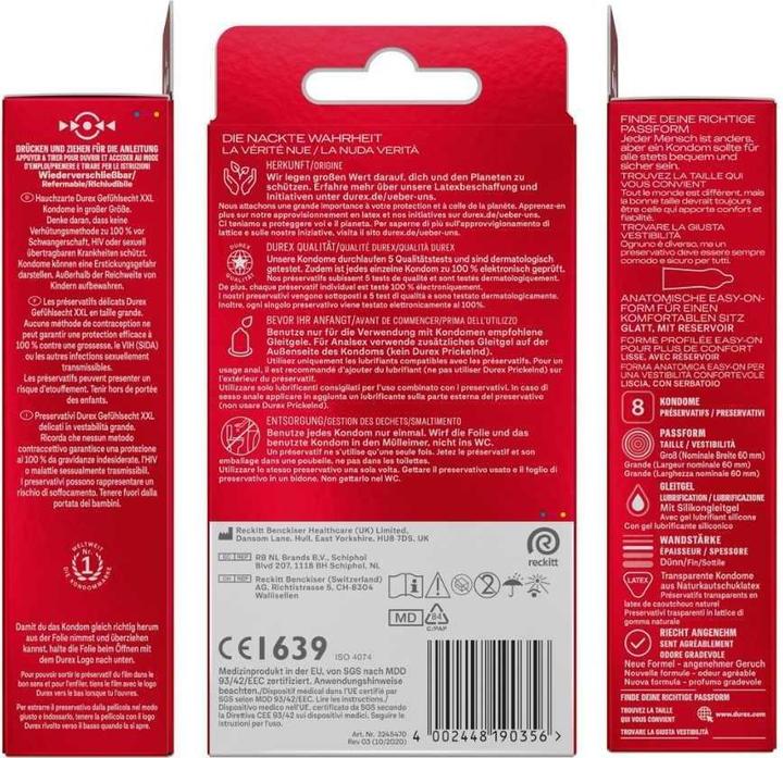 Produktbild Durex Gefühlsecht XXL (8 Stk.)