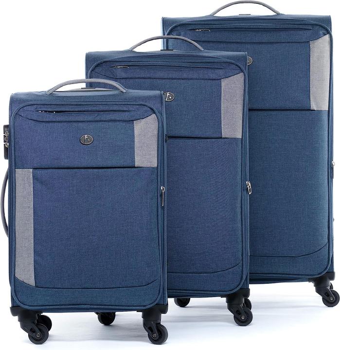 Actual product image Fergé Light Blue and Grey Set of 3 (110 l, Hand luggage (up to 50 litres), L (90 - 115l), XL (from 140l))