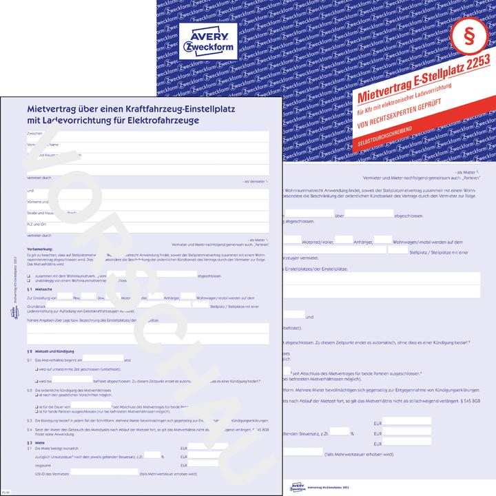 Image du produit Avery Contrat de location d'une place de stationnement pour voiture avec chargeur électronique (4 x)