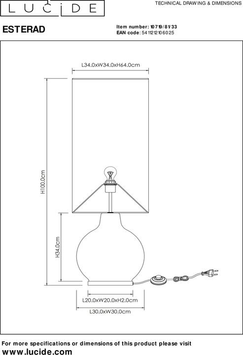 Actual product image Lucide Esterad (E27)