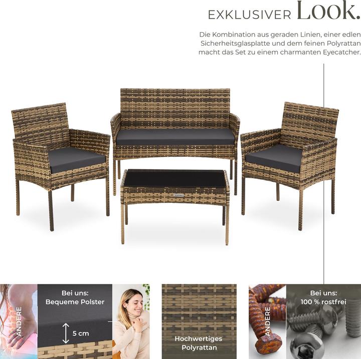 Actual product image tectake Rattan garden set Palese for 4 people