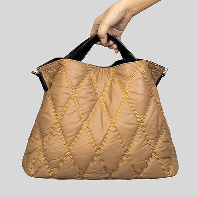 Produktbild Only-Bags.Store Trendy Puffer gesteppte Tote Bag, Rhombus Nylon Umhängetasche, weich gepolsterte Handtasche