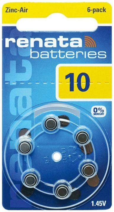 Produktbild Renata Hörgeräte-Batterien ZA10.DP6 0%HG (6 Stk., 10, 105 mAh)