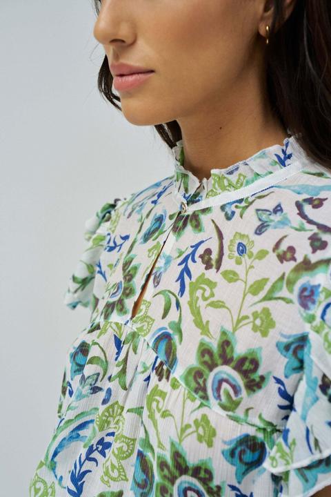 Image du produit Salsa Jeans Kurzarmbluse Ruffled Detail Print Blouse (M)