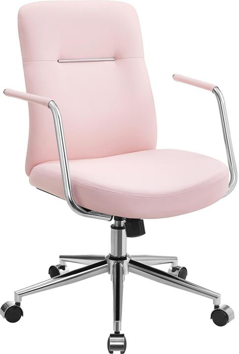 Immagine prodotto Songmics Sedia da ufficio con schienale e braccioli imbottiti, rosa
