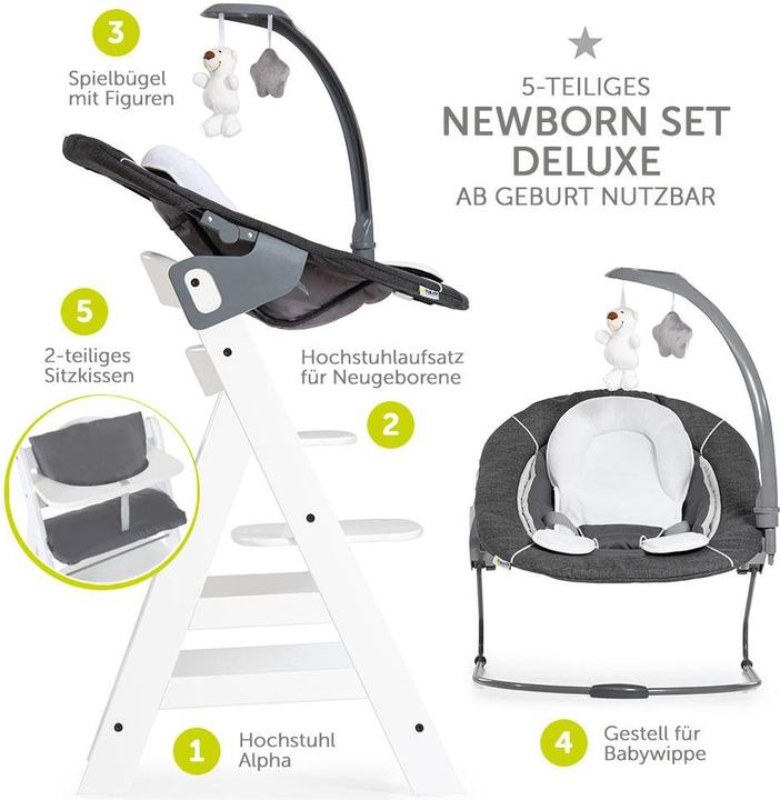 Actual product image Hauck Highchairs Alpha Plus White Newborn Set Deluxe - 4-piece highchair (Highchair)
