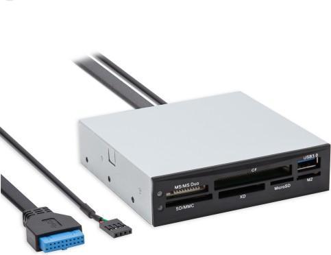 Immagine prodotto Connectland Lettore di carte compatibile Interne 51 en 1 Interne USB 3.0 (Noir-Gris-Beige) (USB 3.2)