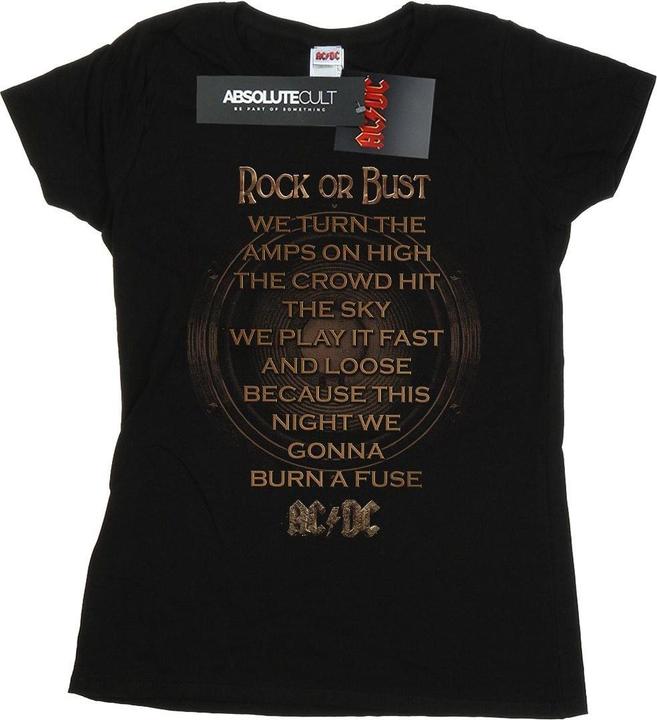 Image du produit AC/DC T-shirt en coton avec paroles Rock Or Bust Femme/Ladies (L)