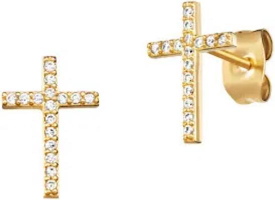 Image du produit Engelsrufer Boucles d'oreilles boucle d'oreille plaquée or Croix avec zircons ERE-LILCROS-ZGC (Argent 925)