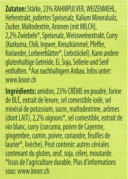 Valori nutrizionali e ingredienti Knorr Bustina di salsa alla panna, salsa alla panna fine per carne, verdure o pasta, facile e veloce da (30 g)