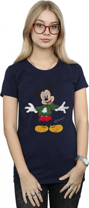 Actual product image Disney Womens/Ladies Mickey Mouse Christmas Jumper Cotton T-Shirt (XL)
