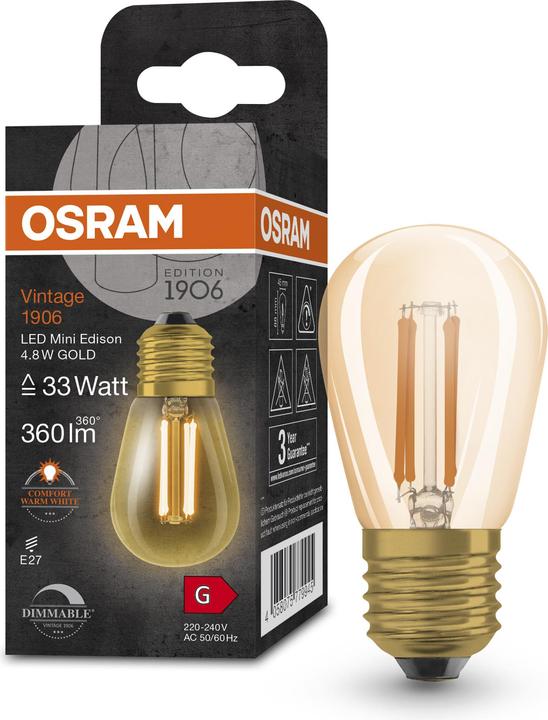 Actual product image Osram Vintage 1906 LED DIM 33 4.8 W/2200 K E27 (E27, 4.80 W, 360 lm, 1 x, G)