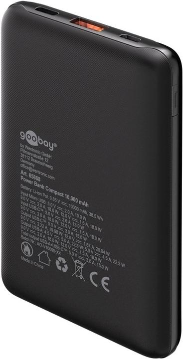 Produktbild Goobay Powerbank Kompakt 10.000 mAh (10000 mAh, 22.50 W, 38.50 Wh)