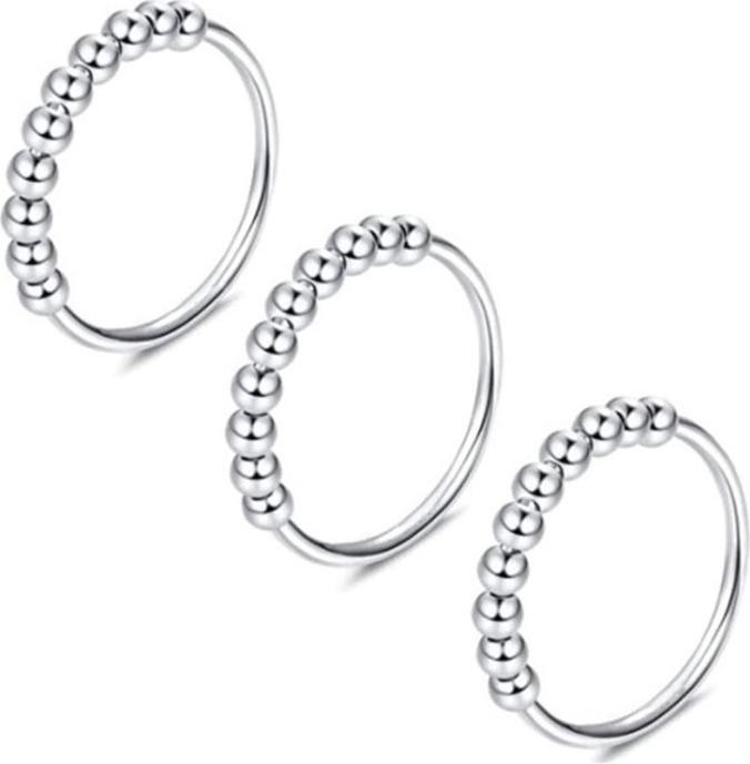 Immagine prodotto Noya Anti-Stress Fidget Finger Ring - Silber (3er Set)