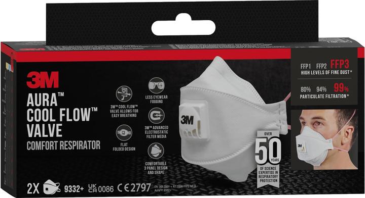 Actual product image 3M Respirator Aura 9332+C2 (FFP3, 2 x)
