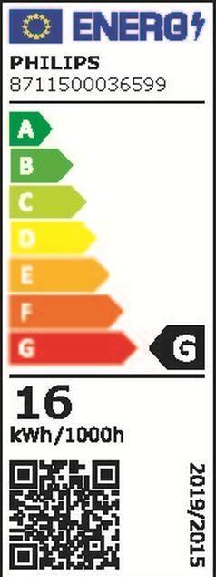 Energy Label Philips Oven lamp T22 (E14, 15 W, 90 lm, 1 x, E)