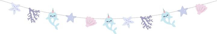 Produktbild Partydeco Girlande Narwal 1 m, Blau/Rosa/Violett