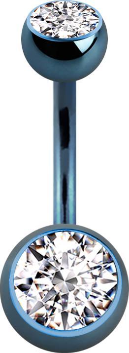 Produktbild Star Piercing Banane hellblau mit zwei Kugeln Kristall silber (ohne Messing, Titan G23)