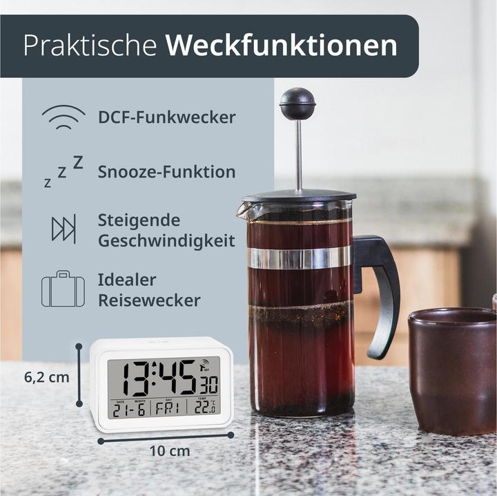 Produktbild ADE Funkwecker digital Weiss, Ausstattung