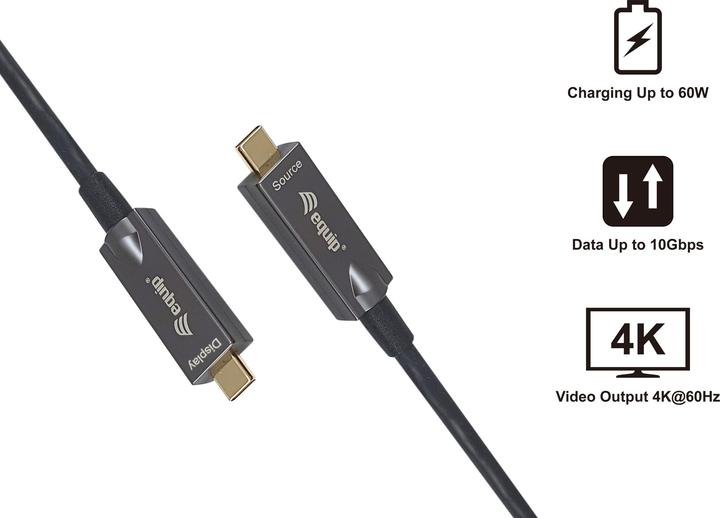 Productafbeelding equip USB-kabel 3.2 C -> C St/St 5,00m 4K/60Hz bw (5 m, USB 3.2 Gen 2)