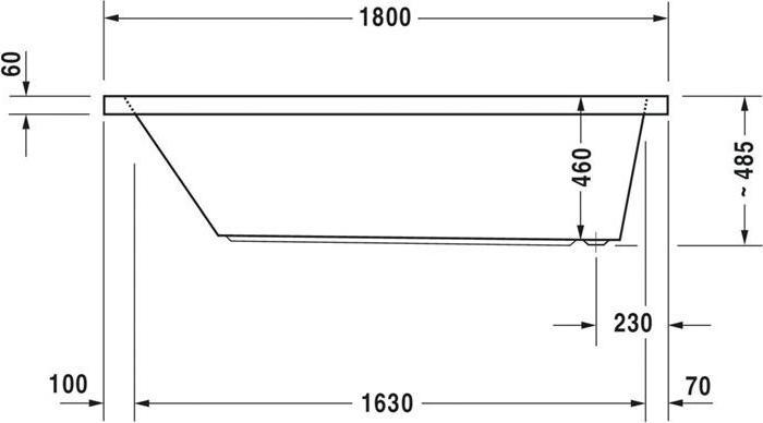 Actual product image Duravit Rectangular bathtub STARCK X 1800x900mm, 1 back slope white (301 l, 180 cm, 90 cm)