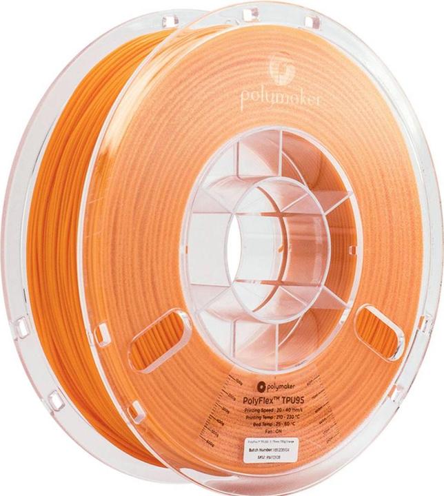 Image du produit Polymaker PD01006 Filament PolyFlex TPU-95A TPU flexible 1.75 mm 750 g Orange 1 (TPU, 1.75 mm, 750 g, Orange)