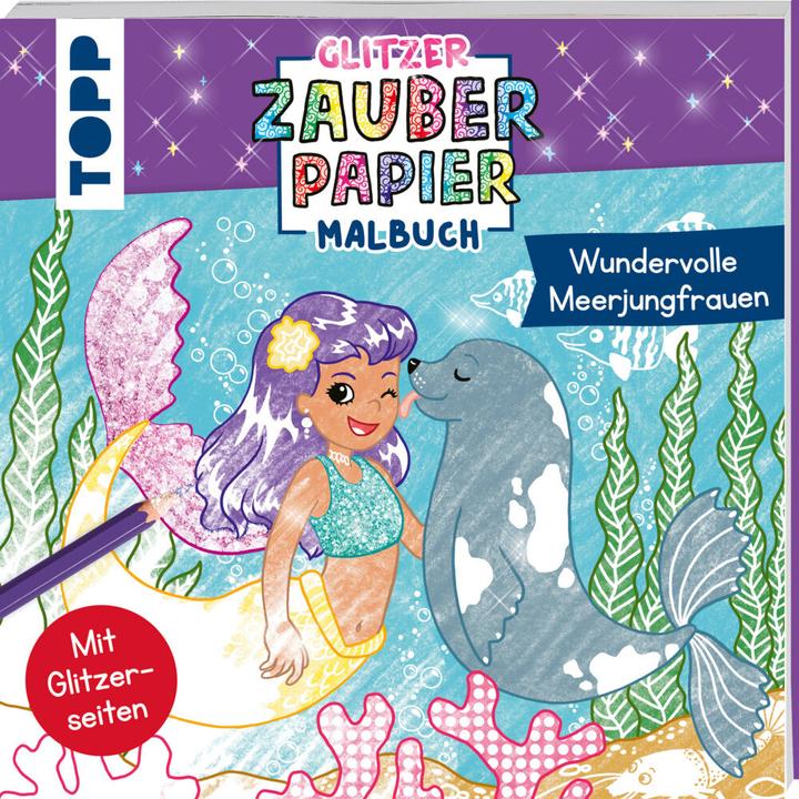 Libro da colorare di carta magica glitterata Meravigliose sirene