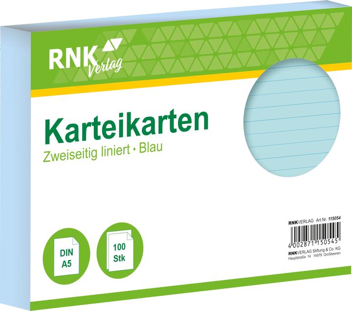 Actual product image Rnk Index cards lined A5 (A5, 205 g/m², 100 x)