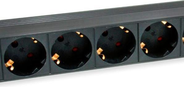 Actual product image equip Power strip 9-way Schuko 180cm cable aluminum version 1U (9 x, CEE 7/4, 1.80 m)