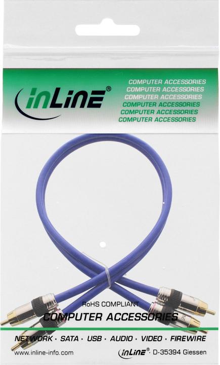Produktbild InLine Cinch Kabel AUDIO, vergoldete Stecker, 2x Cinch (1 m, Cinch)