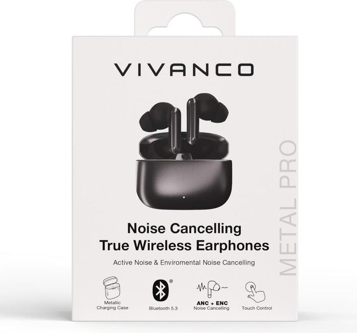 Produktbild Vivanco Noise Cancelling TWS Bluetooth Kopfhoerer, ANC/ENC Funktion, anthrazit metallic (5 h, Kabellos)