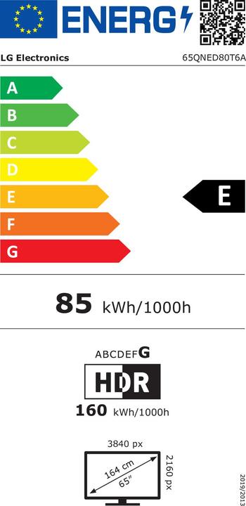 Energy Label LG 65QNED80T6A (65", QNED80, QNED, 4K, 2024)