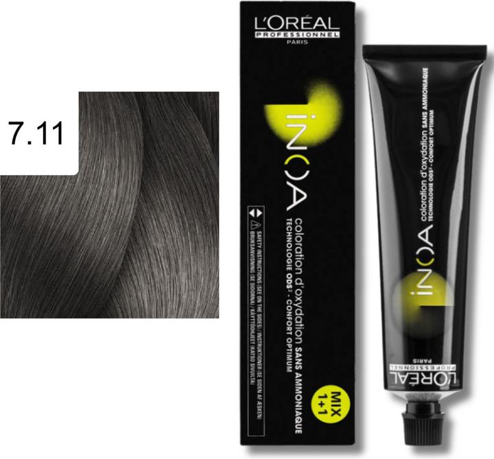 Actual product image L'Oréal Professionnel Inoa hair colour (7,11 Middle blonde Deep ash)