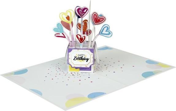 Actual product image MU Classic 3D Pop-Up Geburtstags Glückwunschkarte - Ballonherzen (1 pcs.)