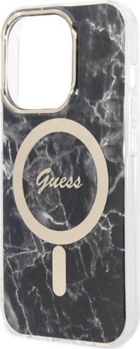 Actual product image Guess Zestaw GUBPP14LHMEACSK Case+ Charger iPhone 14 Pro 6.1" czarny/black hard case Marble MagSafe (Apple iPhone 14 Pro)
