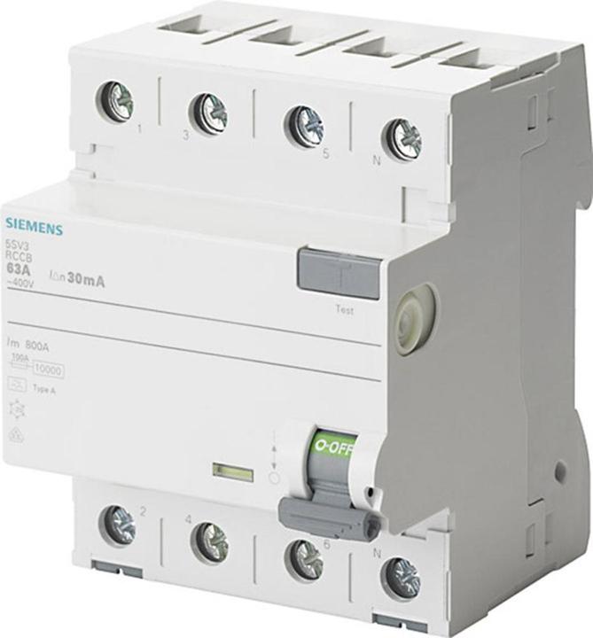 Actual product image Siemens RCCB Type A 25A 3+N-pole 300mA 400V 4mW
