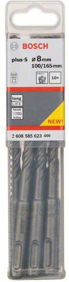 Immagine prodotto Bosch Professional Zubehör Trapano a percussione SDS plus-5, 8 x 100 x 165 mm, confezione da 10 pz. (8 mm)