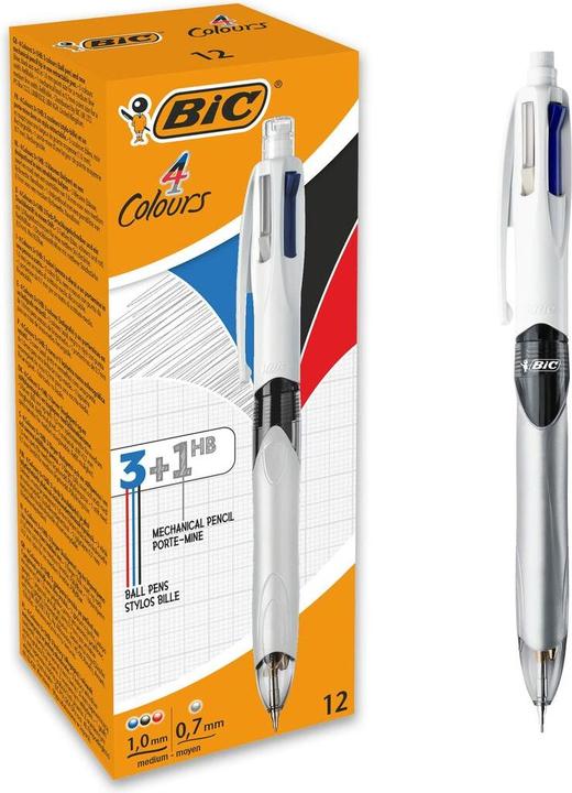 Produktbild Bic Kugelschreiber M/HB 942104 4Colours Multifun. 12 Stück (Weiss, Silber, Grau, 12 x)