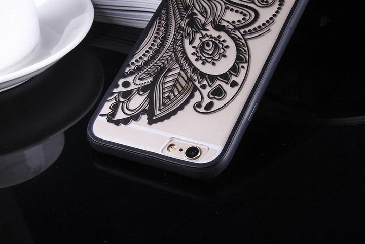 Produktbild König Design Apple iPhone 6s Plus Handy Hülle Mandala Case Schutzhülle Motiv Blüte Schwarz (Apple iPhone 6 Plus)